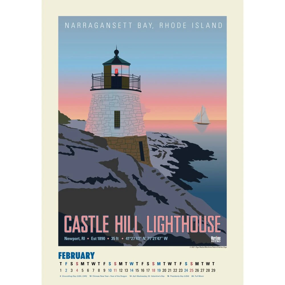 New England Lighthouses Poster 2024 Wall Calendar 5 New England Lighthouses Poster 2024 Wall Calendar - Image 3