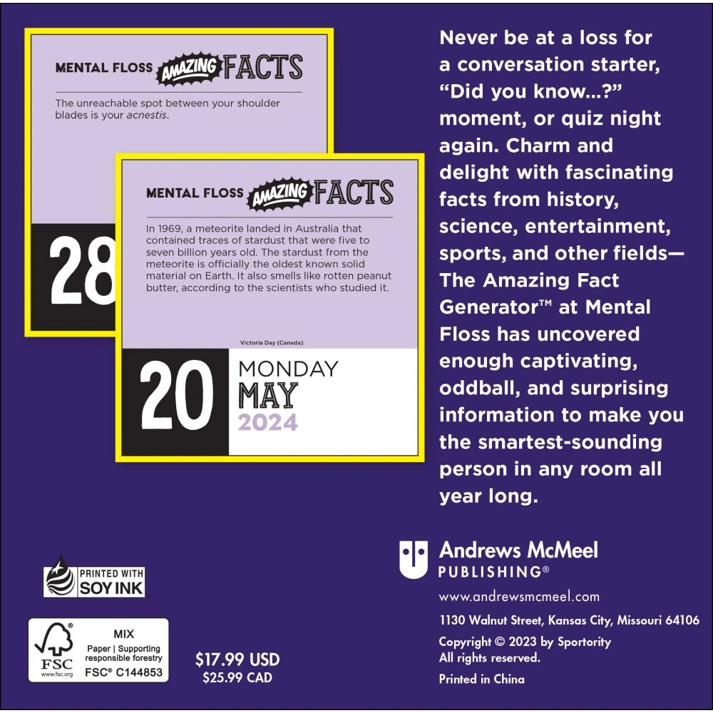 Mental Floss Amazing Facts 2024 Desk Calendar 4 Mental Floss Amazing Facts 2024 Desk Calendar - Image 2
