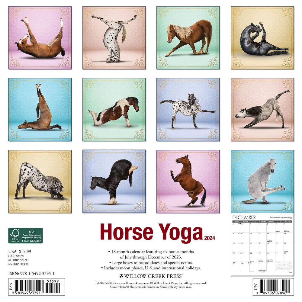 Horse Yoga 2024 Wall Calendar 4 Horse Yoga 2024 Wall Calendar - Image 2