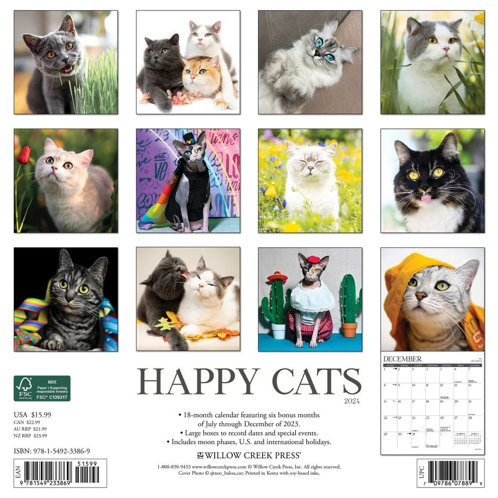 Happy Cats 2024 Wall Calendar 4 Happy Cats 2024 Wall Calendar - Image 2