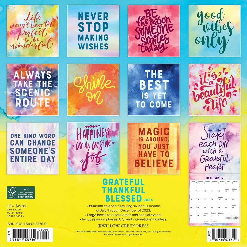 Grateful Thankful Blessed 2024 Wall Calendar 4 Grateful Thankful Blessed 2024 Wall Calendar - Image 2