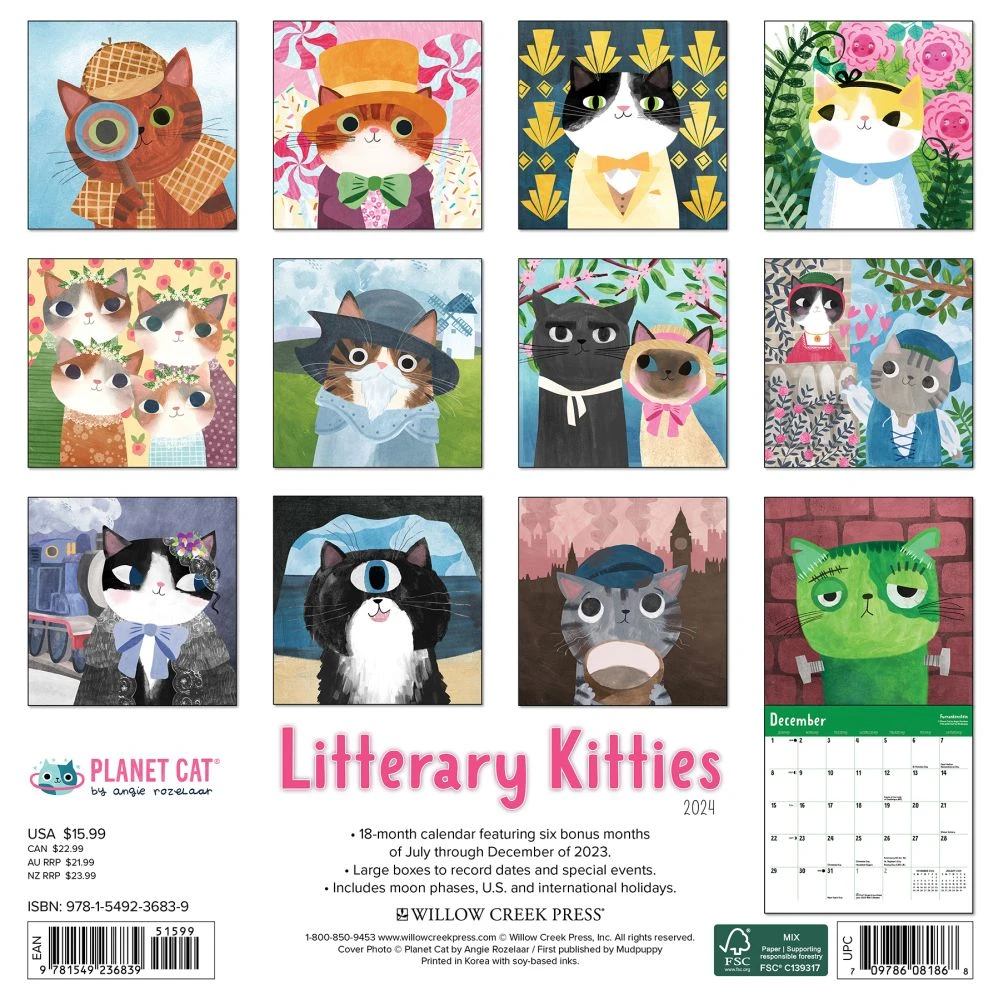 Literary Kitties 2024 Wall Calendar 4 Literary Kitties 2024 Wall Calendar - Image 2