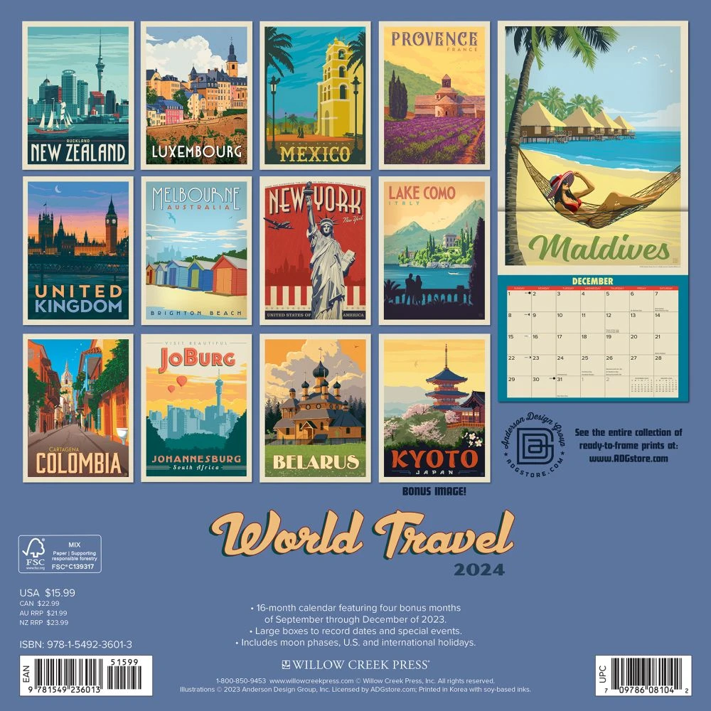 World Travel Art 2024 Wall Calendar 4 World Travel Art 2024 Wall Calendar - Image 2