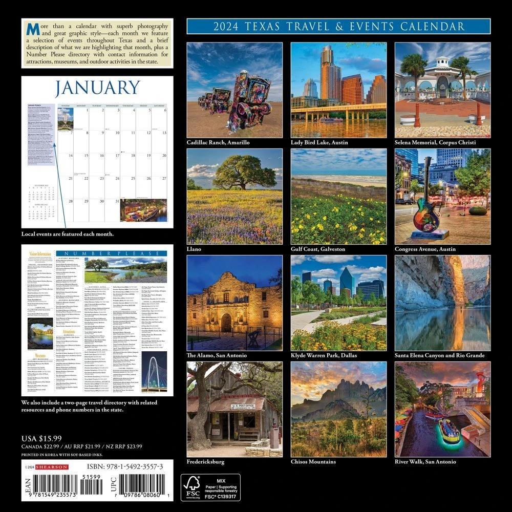 Texas Travel & Events 2024 Wall Calendar 4 Texas Travel & Events 2024 Wall Calendar - Image 2