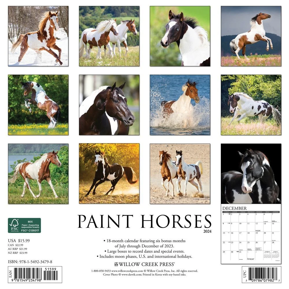Horses Paint 2024 Wall Calendar 4 Horses Paint 2024 Wall Calendar - Image 2