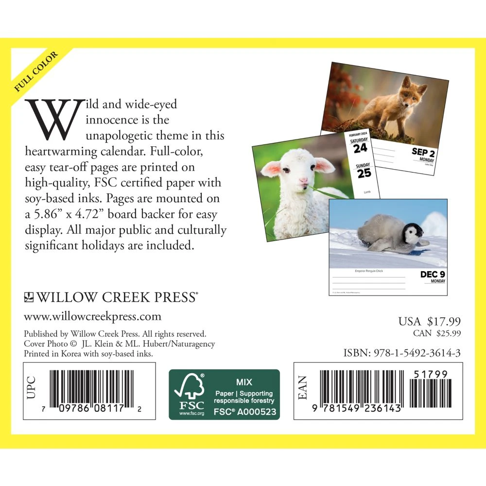 Baby Animals 2024 Desk Calendar 3 Baby Animals 2024 Desk Calendar - Image 2