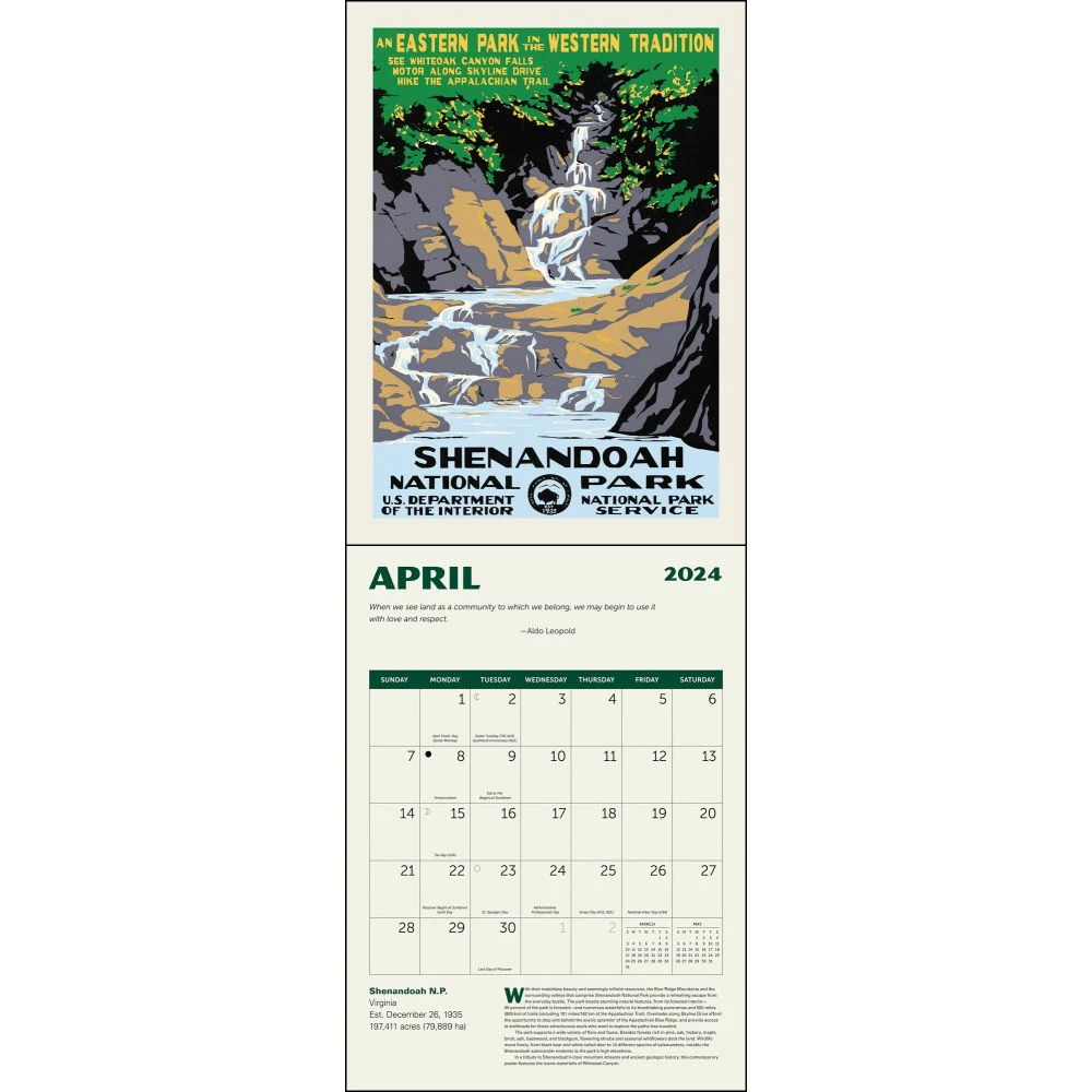 National Parks WPA Grid 2024 Wall Calendar 6 National Parks WPA Grid 2024 Wall Calendar - Image 4