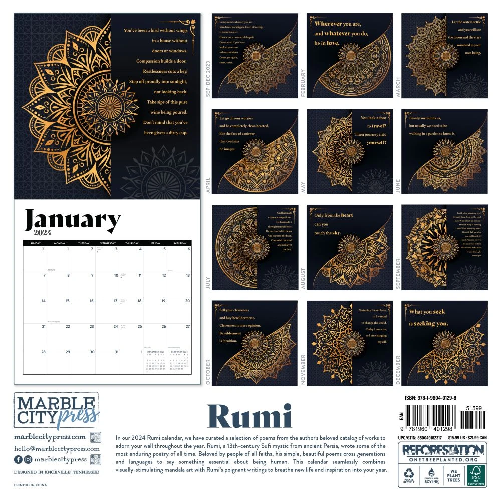 Rumi Quotes 2024 Wall Calendar 4 Rumi Quotes 2024 Wall Calendar - Image 2