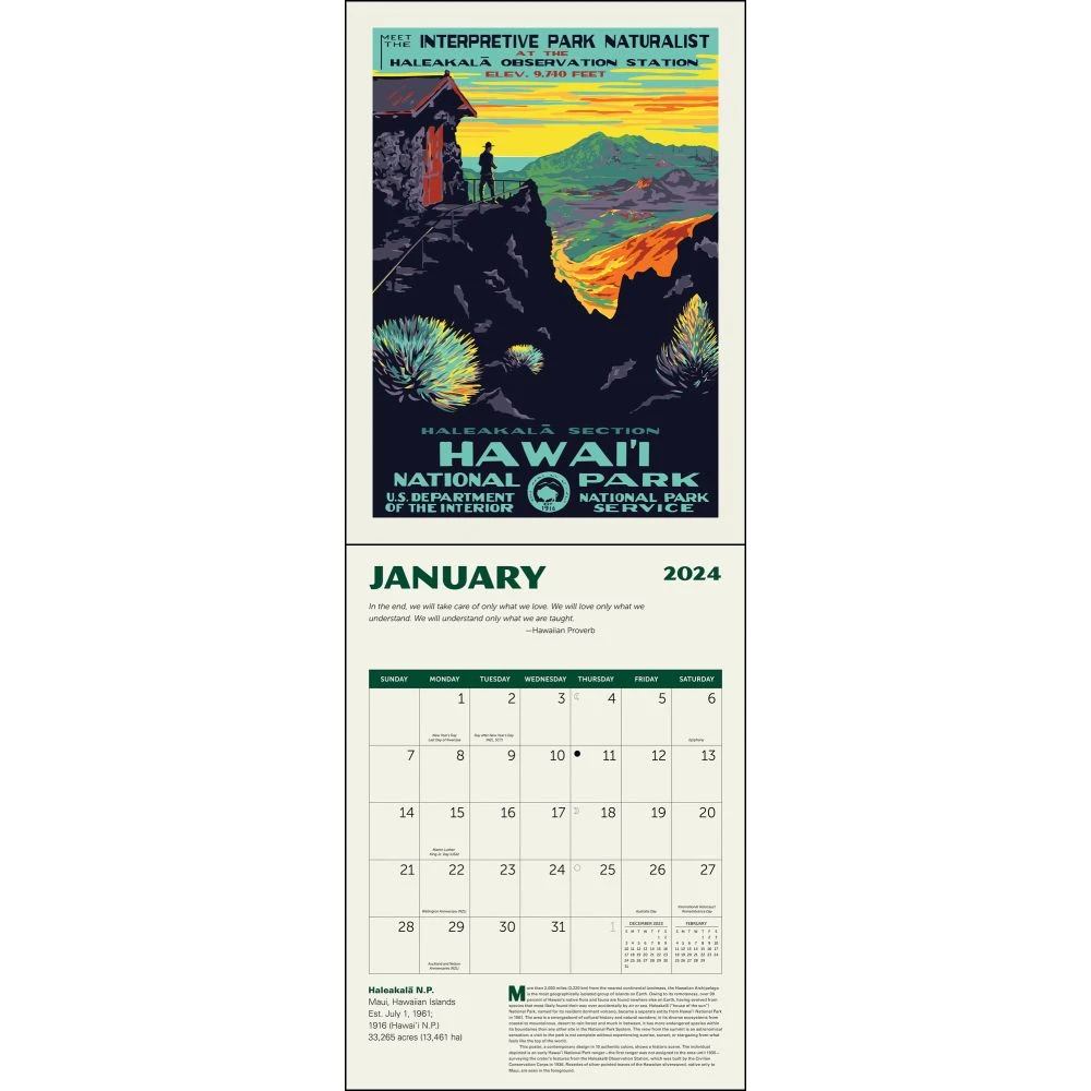 National Parks WPA Grid 2024 Wall Calendar 5 National Parks WPA Grid 2024 Wall Calendar - Image 3