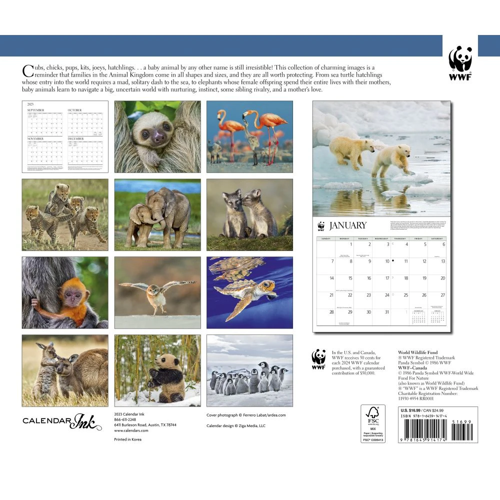 Baby Animals WWF 2024 Wall Calendar 4 Baby Animals WWF 2024 Wall Calendar - Image 2