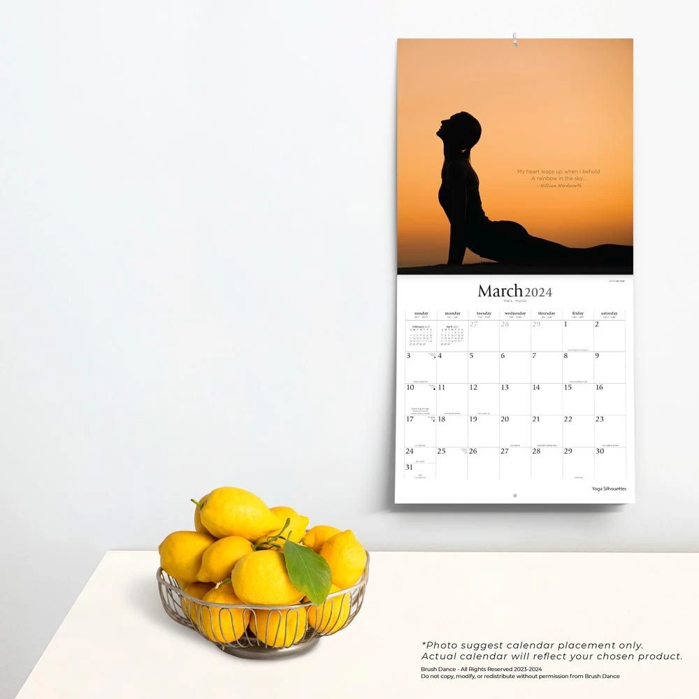 Yoga Silhouettes Brush Dance 2024 Wall Calendar 6 Yoga Silhouettes Brush Dance 2024 Wall Calendar - Image 4