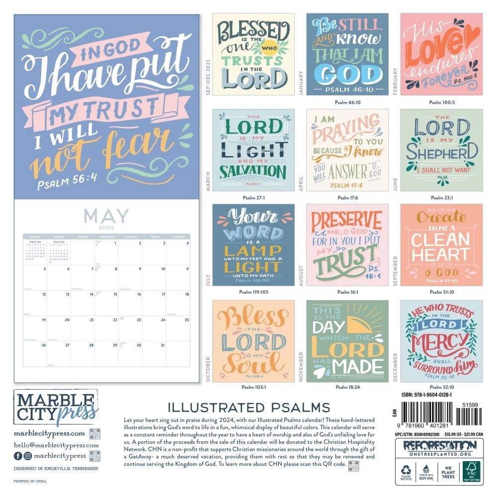 Illustrated Psalms 2024 Wall Calendar 4 Illustrated Psalms 2024 Wall Calendar - Image 2