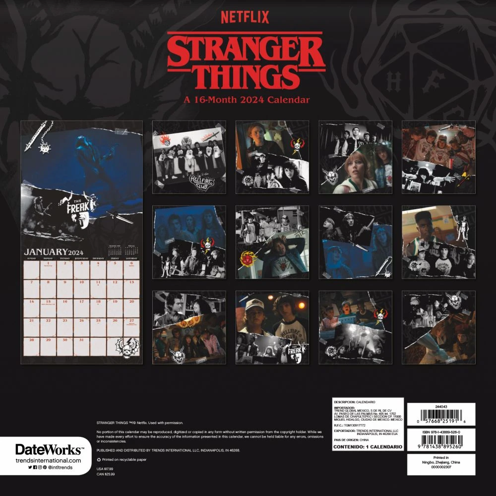 Stranger Things Exclusive With Print 2024 Wall Calendar 4 Stranger Things Exclusive With Print 2024 Wall Calendar - Image 2