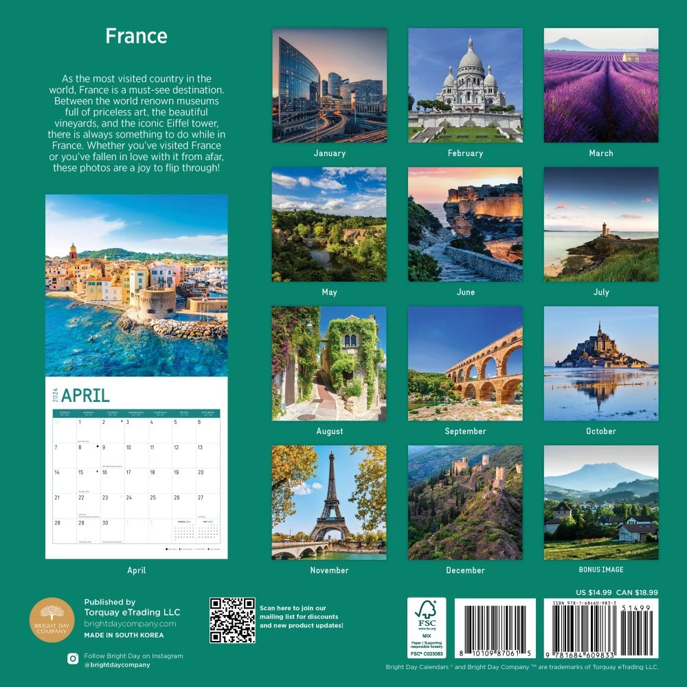 France 2024 Wall Calendar 4 France 2024 Wall Calendar - Image 2