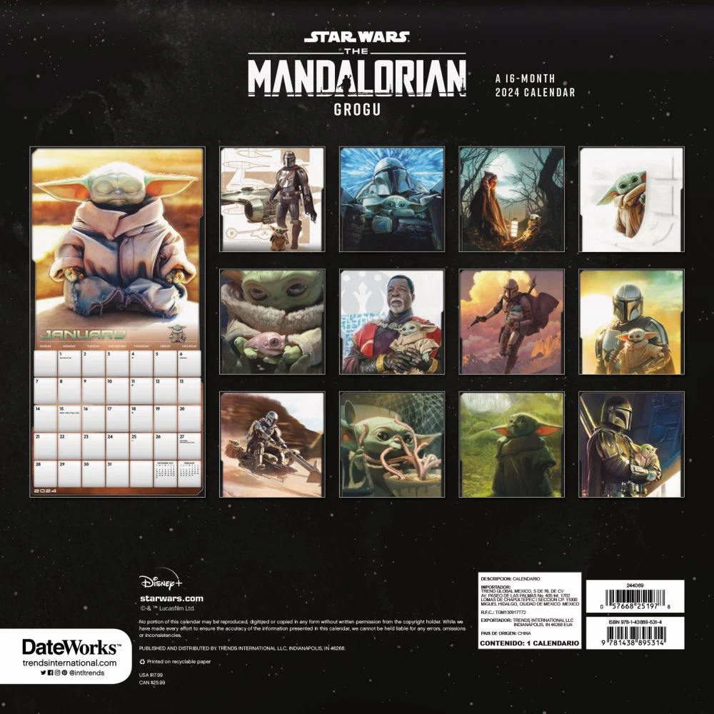 Mandalorian Child SW Exclusive With Print 2024 Wall Calendar 4 Mandalorian Child SW Exclusive With Print 2024 Wall Calendar - Image 2