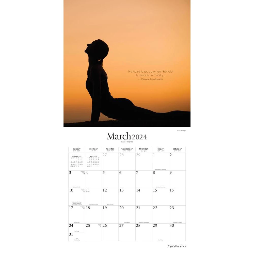 Yoga Silhouettes Brush Dance 2024 Wall Calendar 5 Yoga Silhouettes Brush Dance 2024 Wall Calendar - Image 3