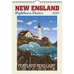 New England Lighthouses Poster 2024 Wall Calendar