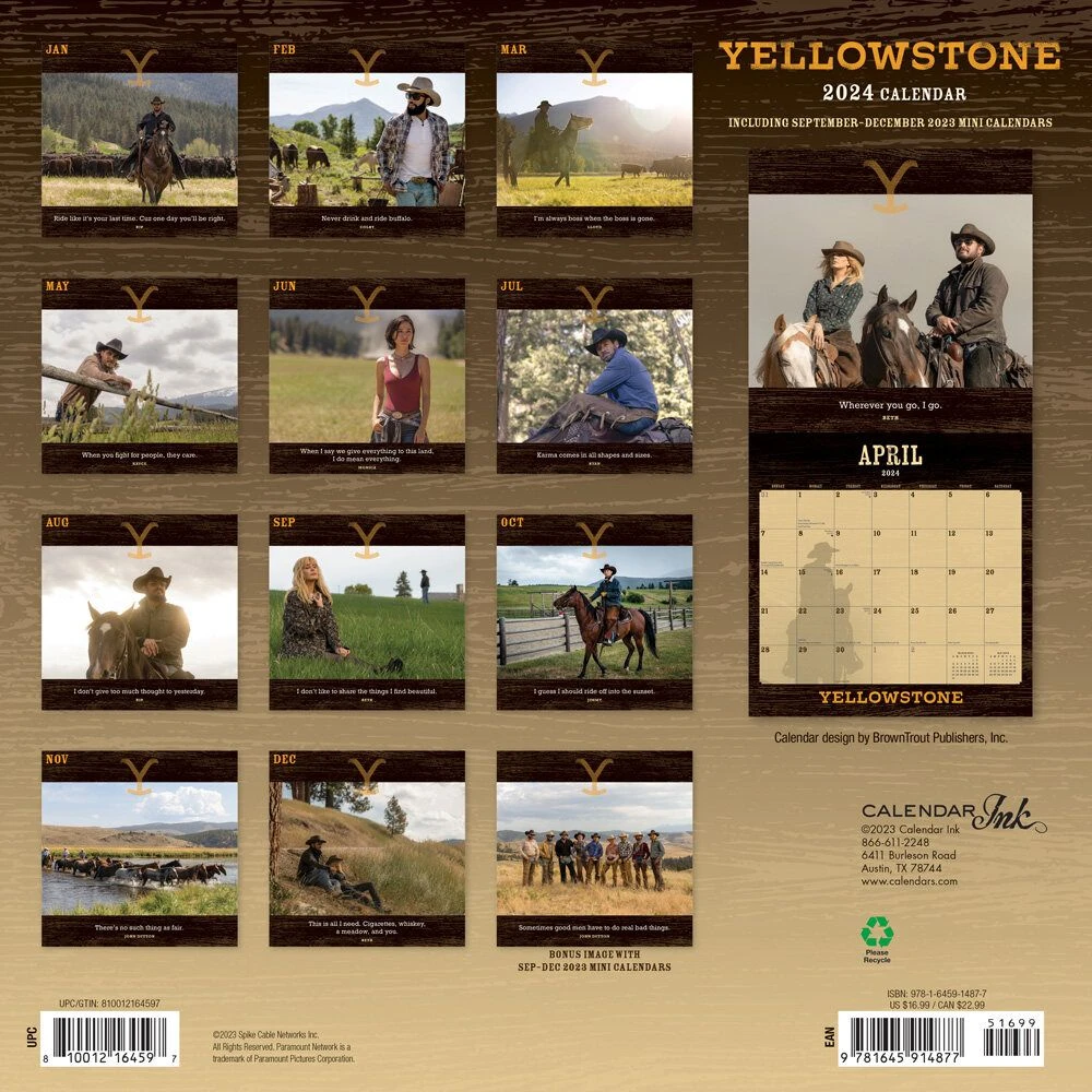 Yellowstone TV 2024 Wall Calendar 4 Yellowstone TV 2024 Wall Calendar - Image 2