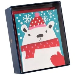 Polar Bear In Scarf 10 Count Boxed Christmas Cards