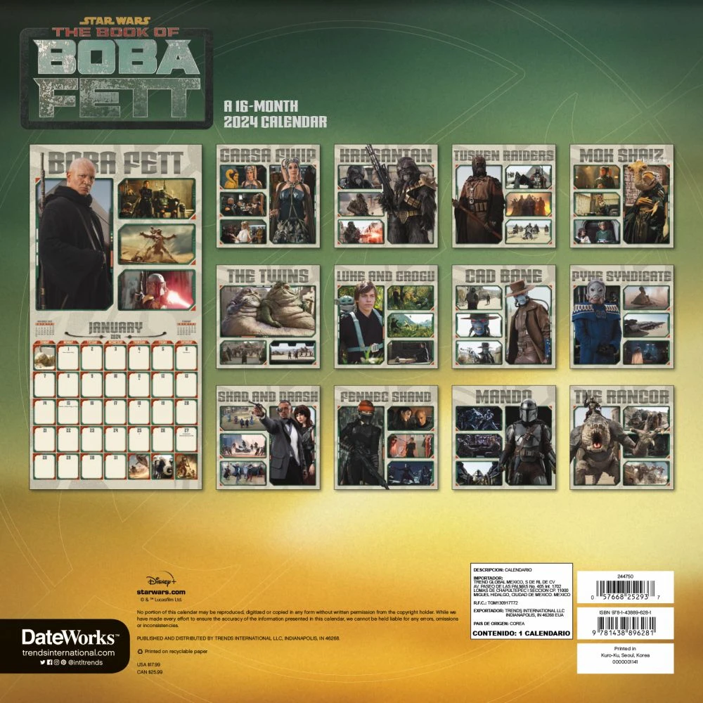 Star Wars Book Of Boba 2024 Wall Calendar 4 Star Wars Book Of Boba 2024 Wall Calendar - Image 2