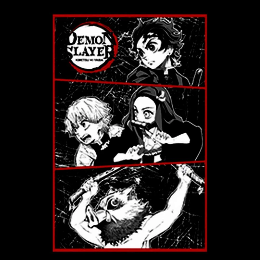 Demonslayer Group Panel Unisex Adult Black T-Shirt 4 Demonslayer Group Panel Unisex Adult Black T-Shirt - Image 2
