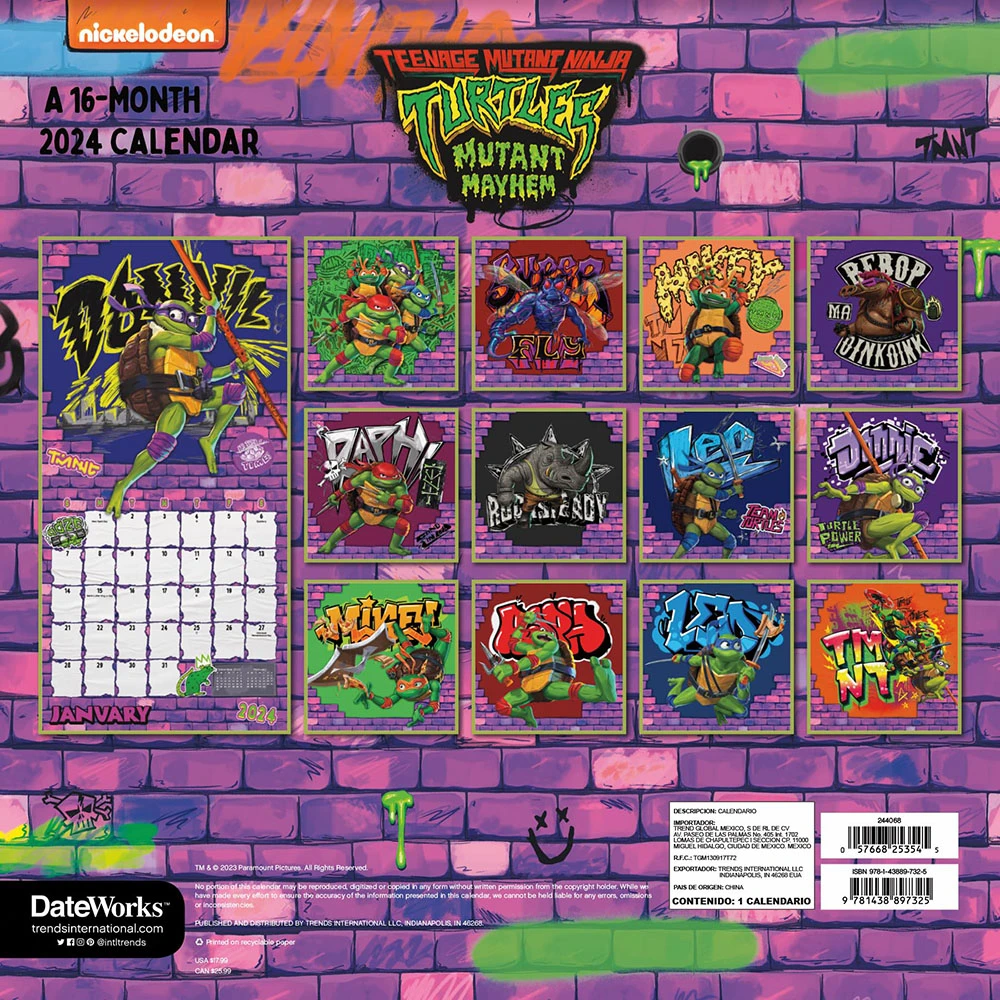 TMNT Mutant Mayhem 2024 Wall Calendar 4 TMNT Mutant Mayhem 2024 Wall Calendar - Image 2