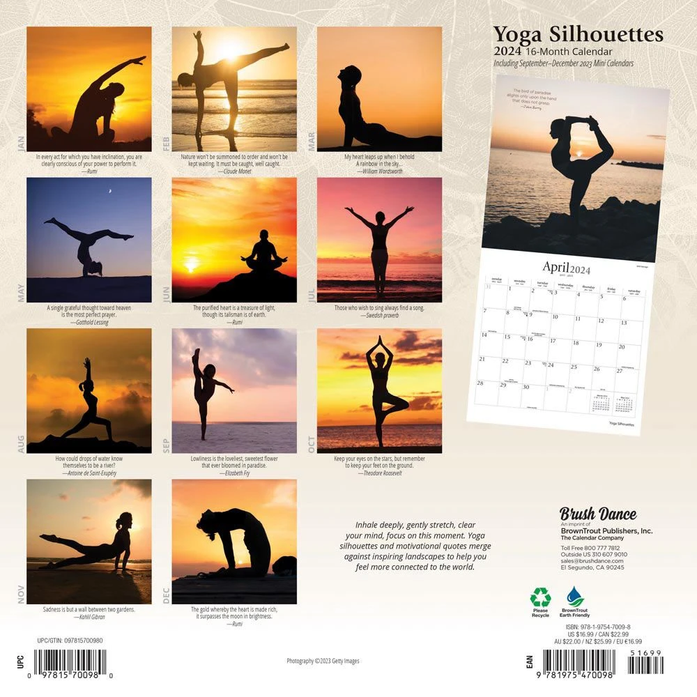 Yoga Silhouettes Brush Dance 2024 Wall Calendar 4 Yoga Silhouettes Brush Dance 2024 Wall Calendar - Image 2