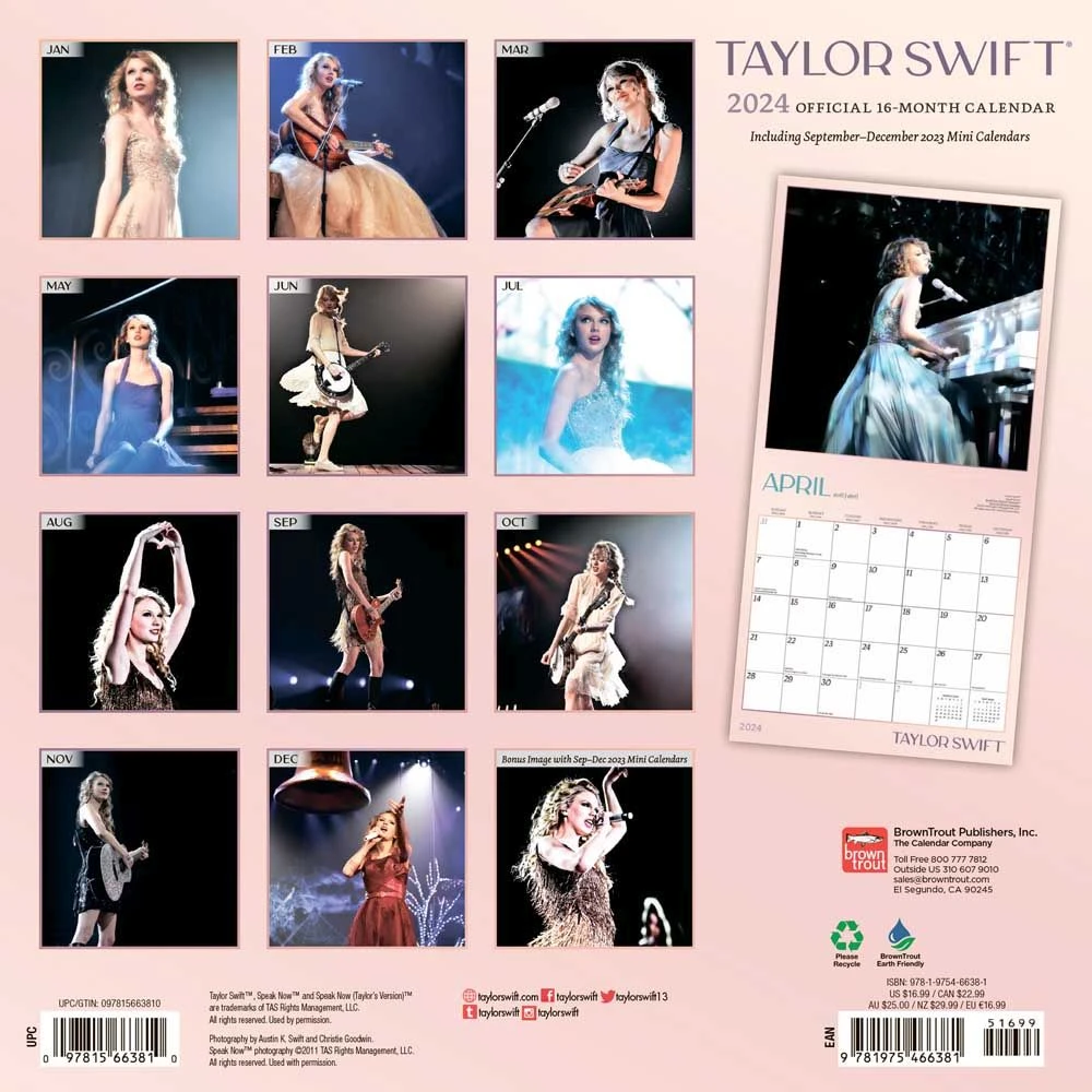 Taylor Swift 2024 Wall Calendar 4 Taylor Swift 2024 Wall Calendar - Image 2
